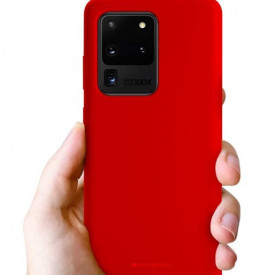Husa Samsung Galaxy S20 Ultra, ultra slim, silicon Rosu, cu interior de catifea, protectie camera - Img 3