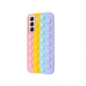 Husa Samsung Galaxy S21, husa POP IT, Push Pop Bubble Fidget, Antisoc, antistres, din silicon, Mov/Roz/Galben/Albastru