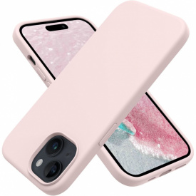 husa iphone 15 roz palsilicon si catifea planetphone