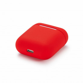 Husa suport cutiuta casti compatibila cu Airpods Apple Iphone, silicon Rosu, 2 piese - Img 2