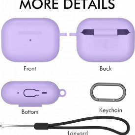 Husa suport cutiuta casti compatibila cu Apple Airpods Pro 2, silicon Mov, 2 piese - Img 4
