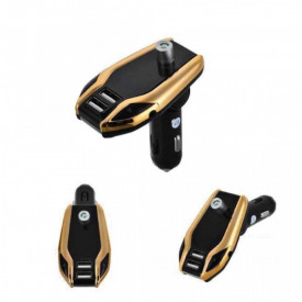 Modulator auto FM, car kit bluetooth, transmitator FM, Transmitator Bluetooth wireless, adaptor FM, modulator muzica Handsfree Mp3 Player, audio USB, design elegant, Auriu - Img 3