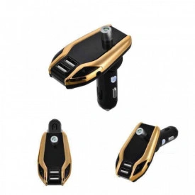 Modulator auto FM, car kit bluetooth, transmitator FM, Transmitator Bluetooth wireless, adaptor FM, modulator muzica Handsfree Mp3 Player, audio USB, design elegant, Auriu - Img 3