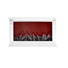 Semineu electric decorativ, Lumina Led cu Simulare Flacari, Alimnetare priza sau baterii, Dimensiuni (LxH): 30*20 cm, Vintage, Alb - Img 3