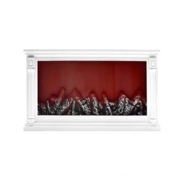Semineu electric decorativ, Lumina Led cu Simulare Flacari, Alimnetare priza sau baterii, Dimensiuni (LxH): 30*20 cm, Vintage, Alb - Img 3