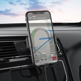 Suport Auto cu incarcare Wireless, Hoco (CA105) - 15W, cu cleme laterale, montaj Ventilatie, cablu USB-C, 1m, AutoAlign, BLACK - Img 6