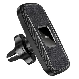 Suport Auto cu incarcare Wireless, Hoco (CA75) - 15W, Magnetic, montaj Grila/Bord, AutoLock, brat ajustabil, BLACK - Img 2