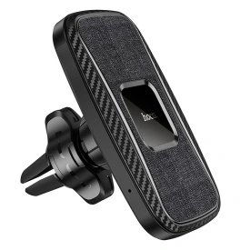 Suport Auto cu incarcare Wireless, Hoco (CA75) - 15W, Magnetic, montaj Grila/Bord, AutoLock, brat ajustabil, BLACK - Img 2
