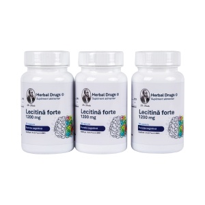 Pachet 3x Lecitină Forte 1200 mg, 30 capsule, Herbal Drugs