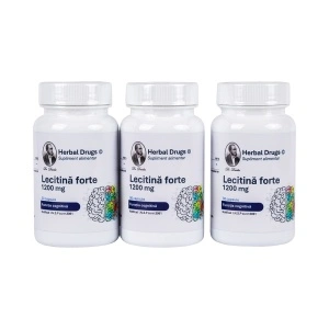 Pachet 3x Lecitină Forte 1200 mg, 30 capsule, Herbal Drugs