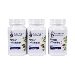 Pachet 3x Merișor +Vitamina C, 30 comprimate, Herbal Drugs