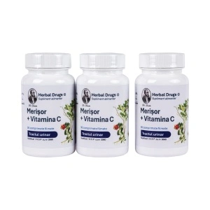 Pachet 3x Merișor +Vitamina C, 30 comprimate, Herbal Drugs