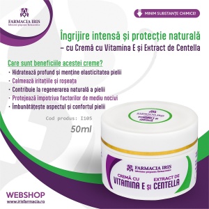 Cremă cu vitamina E și extract de Centella, piele uscată, 50ml - Img 2