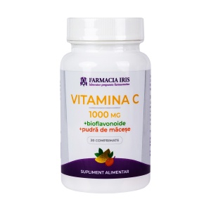 Vitamina C 1000 mg + Bioflavonoide + Pudră de măceșe,30 comprimate