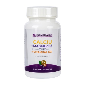 Calciu+Magneziu+Zinc+Vitamina D3, 30 comprimate
