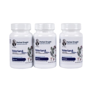 Pachet 3x Valeriana 6000 mg, 30 comprimate, Herbal Drugs