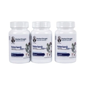 Pachet 3x Valeriana 6000 mg, 30 comprimate, Herbal Drugs