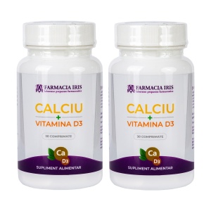 Pachet 2x-Calciu 450 mg + Vitamina D3,30 comprimate