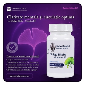 Ginkgo Biloba + Vitamina B3, 30 comprimate, Herbal Drugs