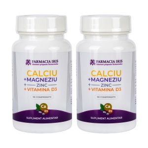 Pachet 2x Calciu+Magneziu+Zinc+Vitamina D3, 30 comprimate