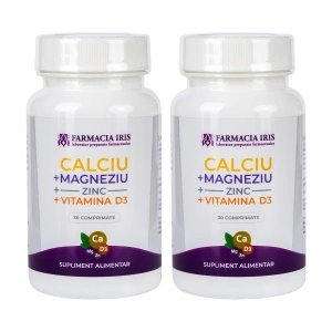 Pachet 2x Calciu+Magneziu+Zinc+Vitamina D3, 30 comprimate