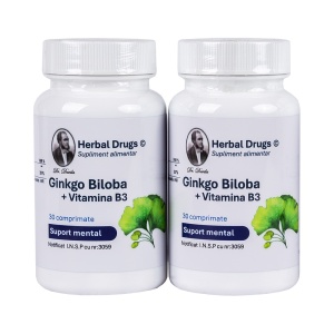 Pachet 2x Ginkgo Biloba + Vitamina B3, 30 comprimate, Herbal Drugs