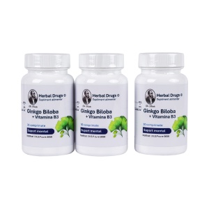Pachet 3x Ginkgo Biloba +Vitamina B3, 30 comprimate, Herbal Drugs