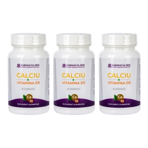 Pachet 3x-Calciu 450 mg + Vitamina D3,30 comprimate