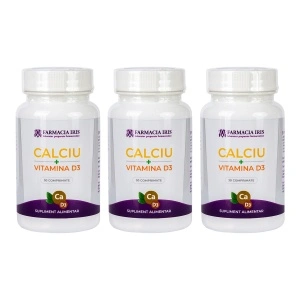 Pachet 3x-Calciu 450 mg + Vitamina D3,30 comprimate