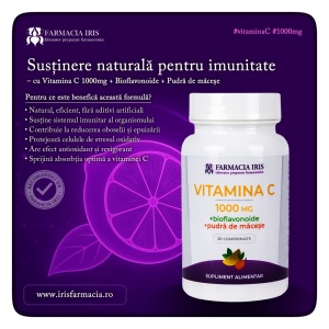 Vitamina C 1000 mg + Bioflavonoide + Pudră de măceșe,30 comprimate - Img 2