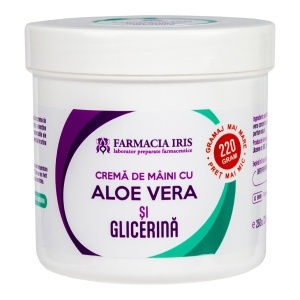 Cremă de Mâini cu Aloe Vera și glicerină,gramaj mai mare-preț mai mai mic 220gr/250ml