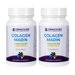 Pachet 2x Colagen marin + Vitamina B3 + Vitamina C x 30 capsule
