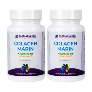 Pachet 2x Colagen marin + Vitamina B3 + Vitamina C x 30 capsule