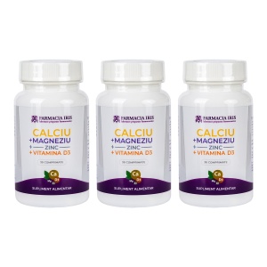 Pachet 3x Calciu+Magneziu+Zinc+Vitamina D3, 30 comprimate