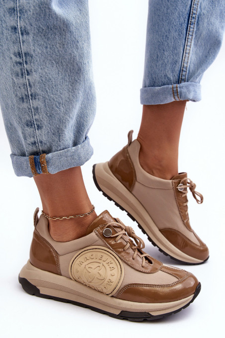 Дамски кецове от естествена кожа Maciejka 06191-04 Beige SH27936 - бежови