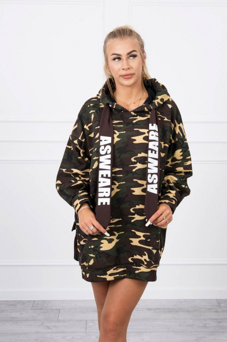 Дамска спортна рокля тип туника Сия 9107 - khaki/кафяво