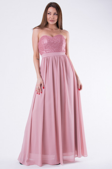 Дамска елегантна рокля Ева 58004-1 - розова