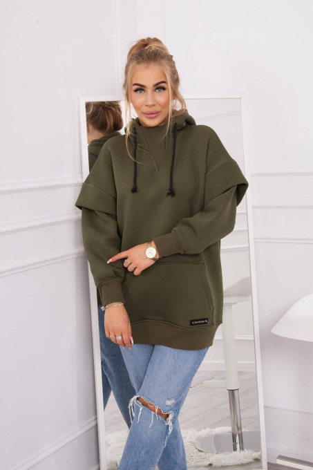 Дамски тройноватиран суичър 69426 - khaki