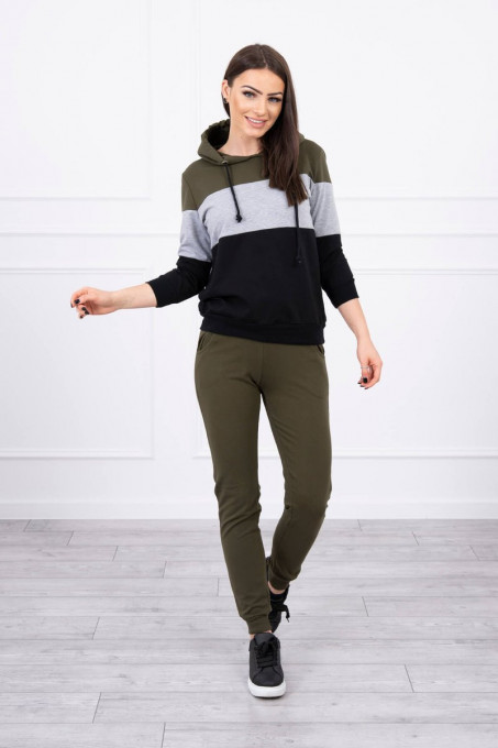 Дамски спортен комплект 8877 - khaki/сив