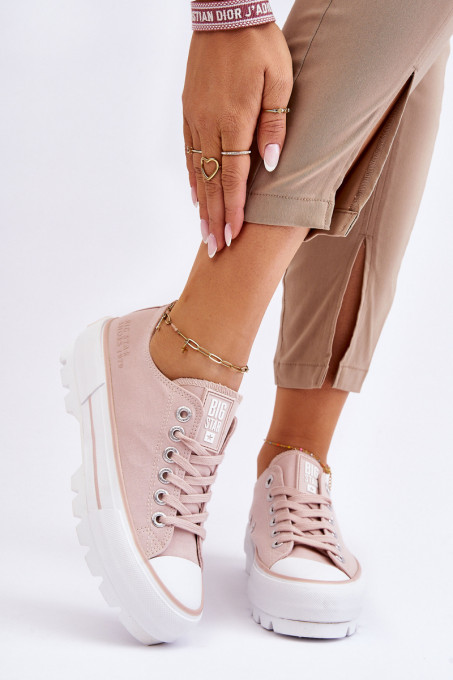 Дамски кецове с платформа Big Star LL274151 SH24072 - Nude