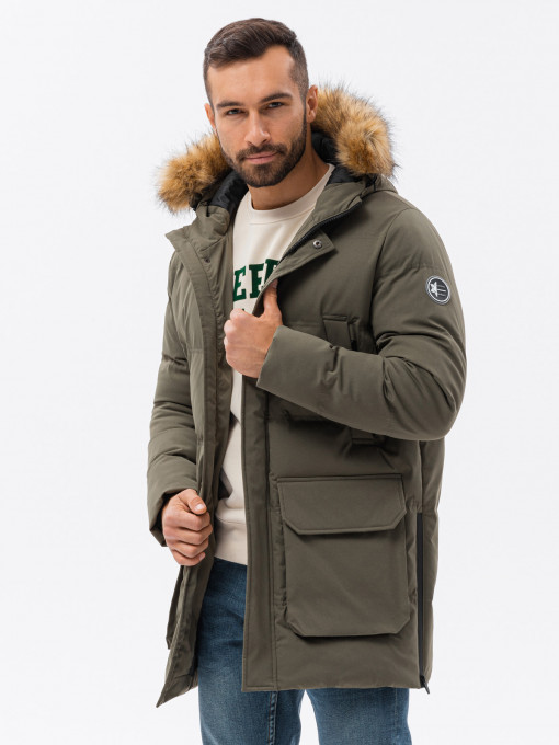 Мъжко зимно яке тип парка C554 V4 - khaki