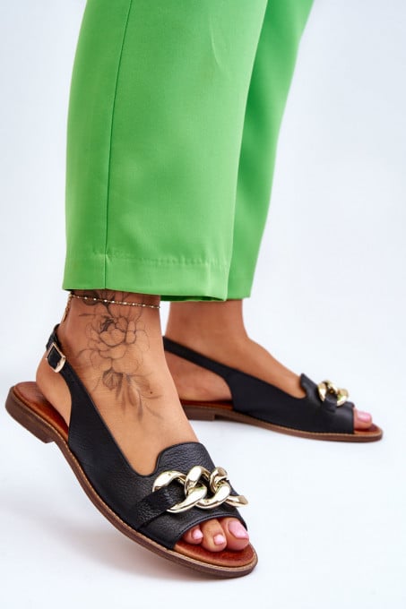 Дамски сандали от естествена кожа Lewski Shoes 3230 SH24889 - черни