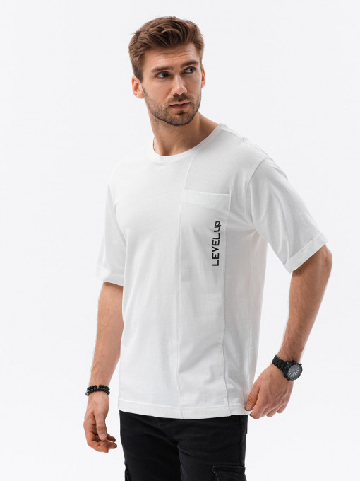 Мъжка тениска Ombre Level UP S1628 - бяла