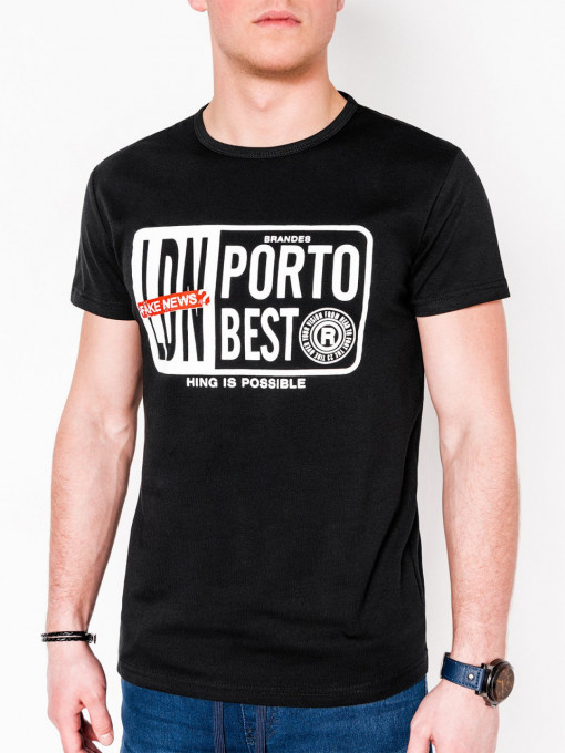 Мъжка тениска PORTO S1063 - черна
