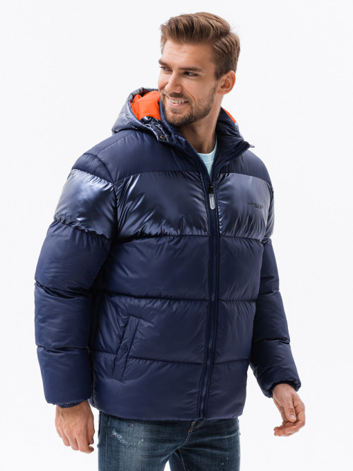 Мъжко зимно яке Ombre C546 V1 - тъмно синьо