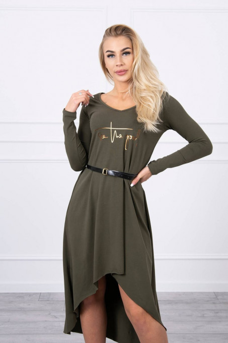 Дамска асиметрична рокля Беата 9160 - khaki