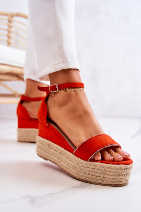 Дамски сандали с платформи Linette SH19129 - оранжеви