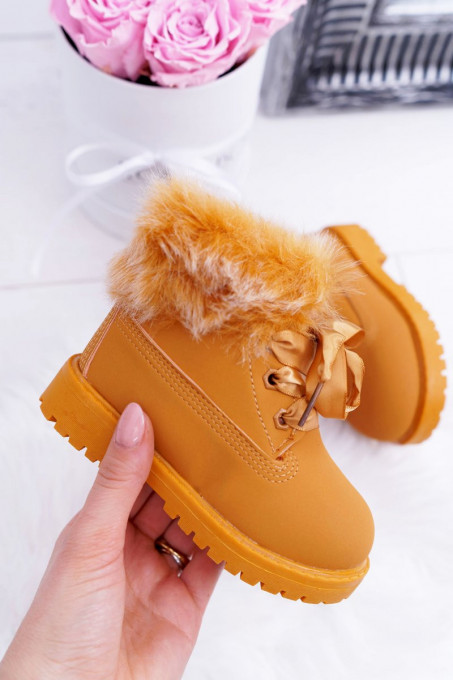 Детски кубинки с поларена подплата Tesoro SH7250 - camel