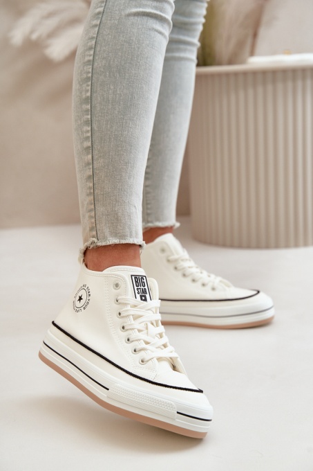 Дамски кецове с платформа и подплата Big Star OO274061 SH33225 - бели