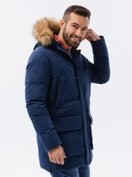 Мъжко зимно яке тип парка C554 V4 - navy